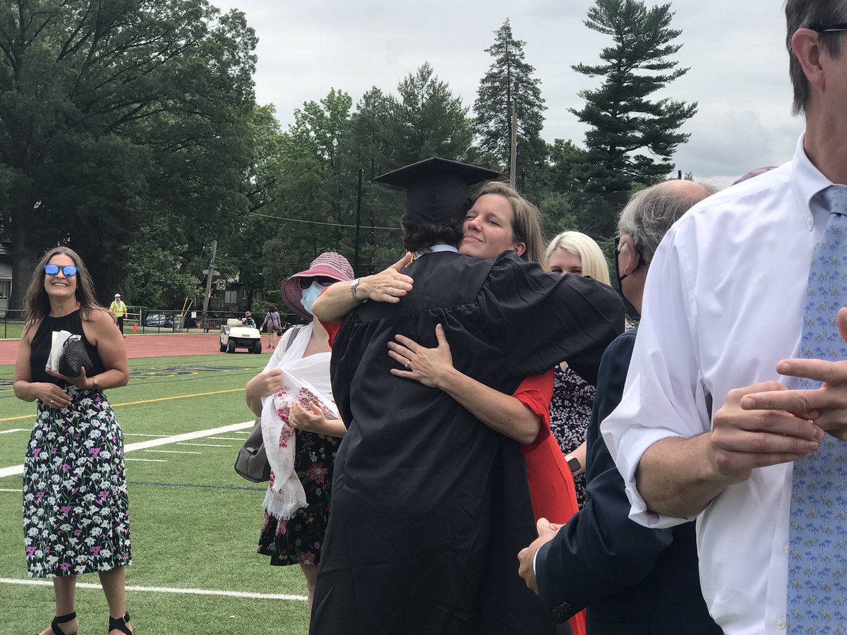 PennCharter's tweet image. Faculty line up to cheer the new grads as they take a lap around the field. #victorylap #goodinstruction #yourteachersloveyou #pccommencement2021