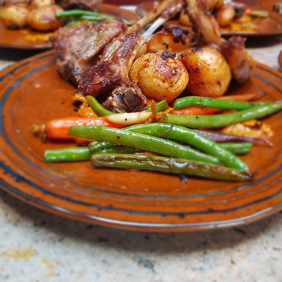 Chefshivambu's tweet image. Main course for a family lunch with @Infusions12 Karoo rack of lamb, seasonal vegetables, butternut puree and mint jus #infusions #infusedtable #fortheloveofit