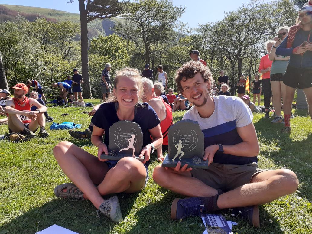 Top 3 men and women at todays #ennerdalefellrace 1) Billy Cartwright/Nic Jackson 2)Dan Haworth/Sarah McCormack 3)<a href="/bren_townshend/">Brennan Townshend</a> /Sharon Taylor <a href="/MatlockAthletic/">MatlockAthleticClub</a> <a href="/KeswickAC/">Keswick AC</a> <a href="/amblesideac/">Ambleside AC</a> @HelmHill <a href="/Fellrunninbrief/">Fell Running Briefs</a> #fellrunning #fellrace