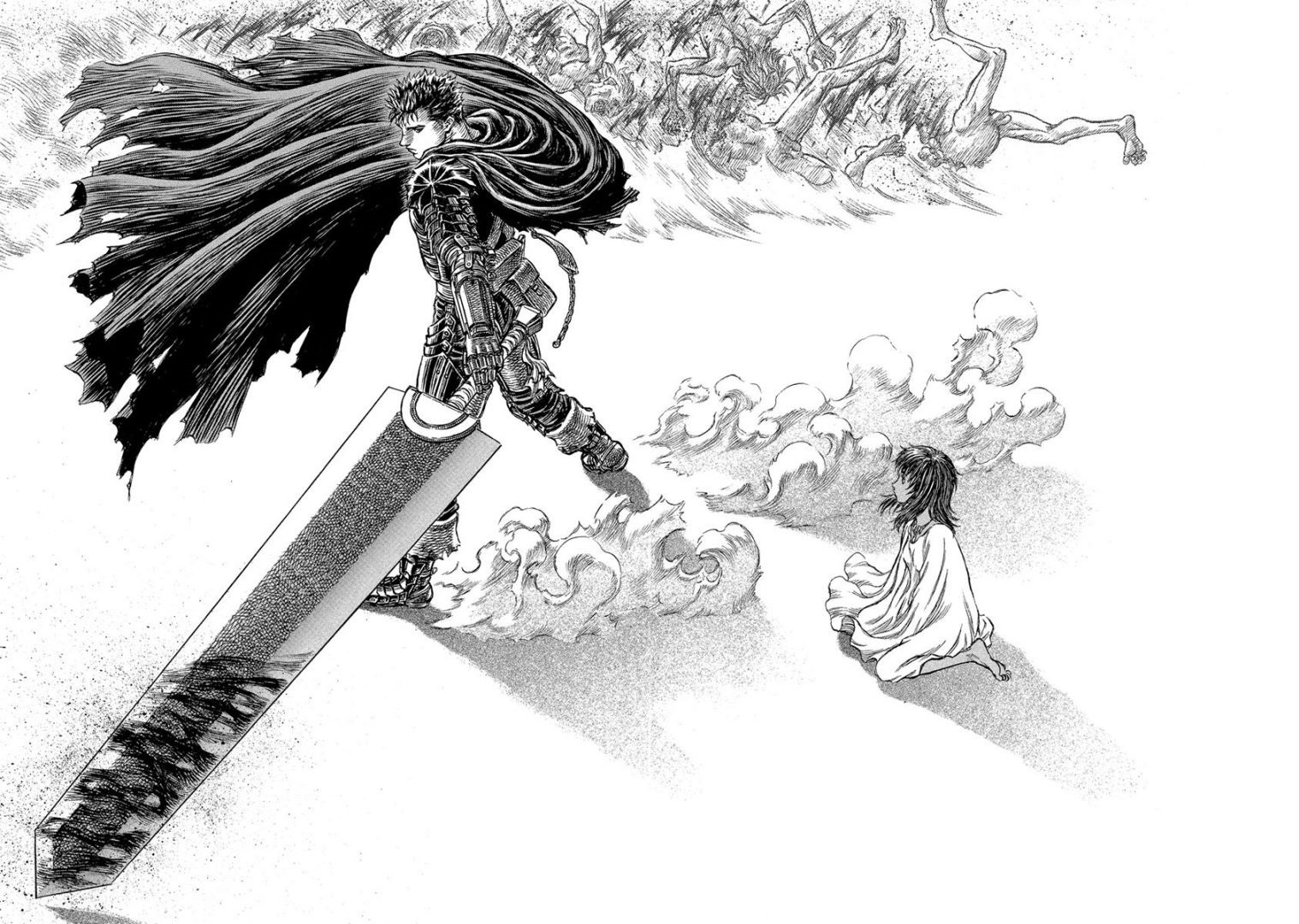 まろにー さらに月下の少年もどう見てもガッツとキャスカの子供だったから凄く気になる 幼魔がグリフィスの体に溶け込んでて さらに最新話でグリフィスが満月の夜に世界樹の枝の前で髪が黒くなって消える描写もあるから 満月の夜だけ子供の姿になって