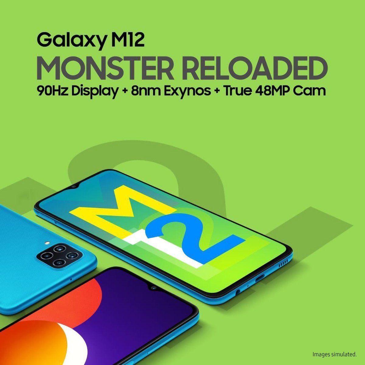 SamsungSriLanka's tweet photo. Get ready, Monster fam! #GalaxyM12 loaded with a 90Hz Display, an 8nm Processor, a True 48MP Camera and a long lasting 5000mAh Battery, is truly a #MonsterReloaded.
#Samsung https://t.co/Yd3judC5sq