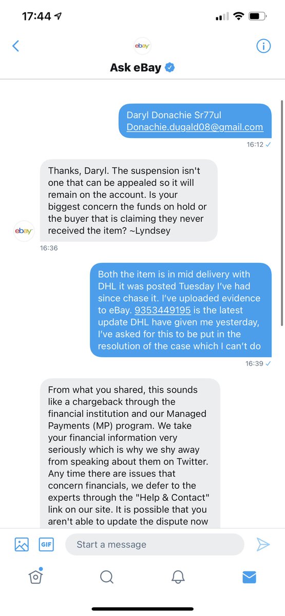 DonachieDaryl's tweet photo. @AskeBay @FinancialTimes @MailOnline so you told me to contact managed payment who wouldn’t do anything eBay won’t do anything nor give me any information https://t.co/IYiFGyJYCI
