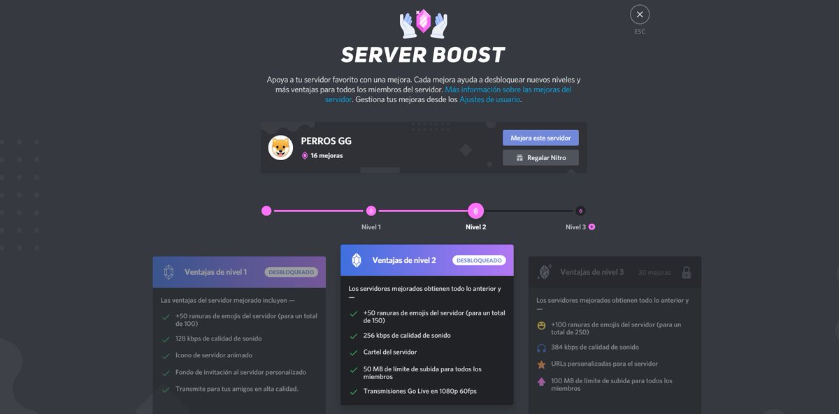 perroscord's tweet photo. ¡Nuestro Discord es oficialmente nivel 2! Vengan y disfruten de todos los beneficios.😈 https://t.co/P5Q15bpRuX