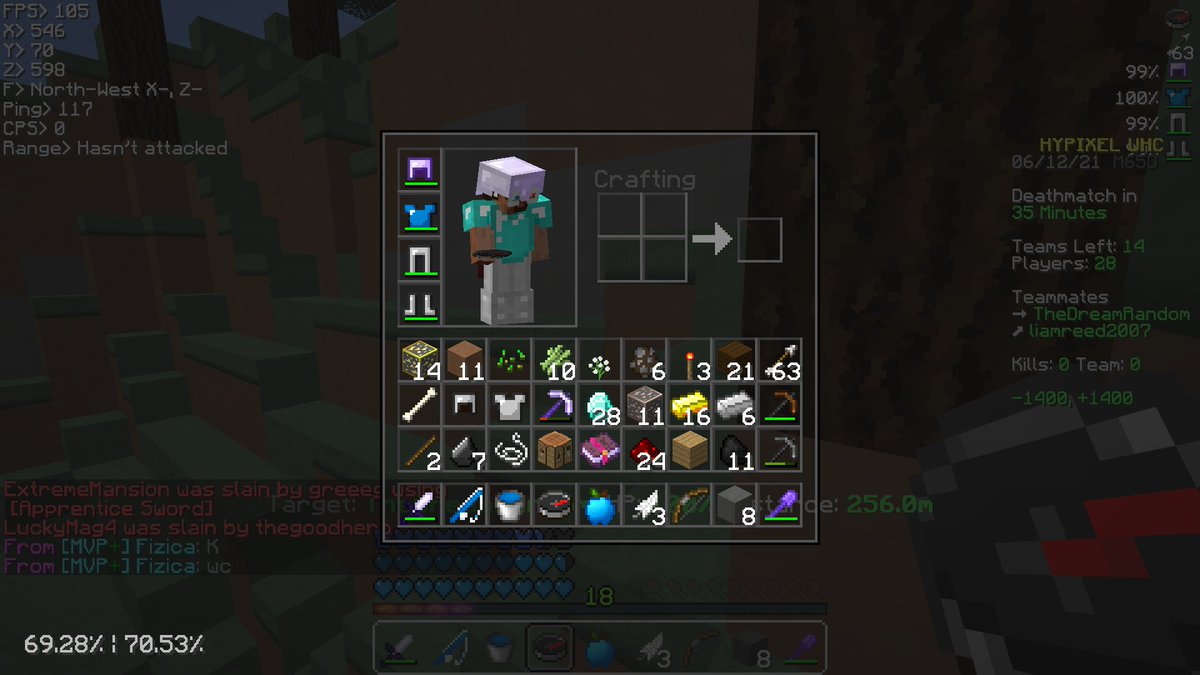 just got my 2nd uhc win with <a href="/Dreqm5/">Dream5</a> and @kratoast_nate... i also mined 36 diamonds before pvp... was a real GEM of a game🙂💎(get it? because diamonds are gems)