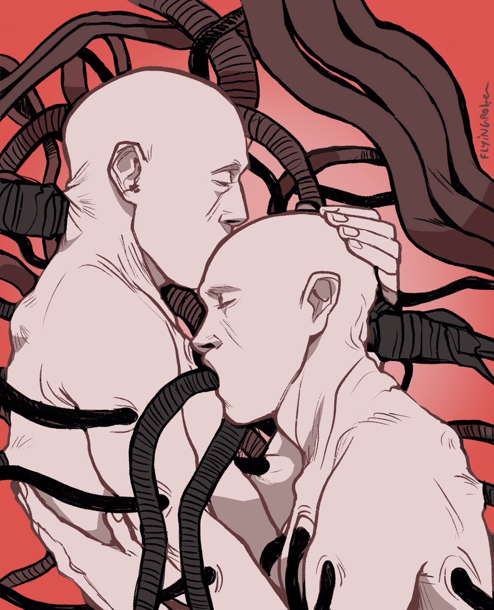 CamilleCailloux's tweet photo. The Matrix AU where Hannibal and Will wake up in the real world after the Fall. They were actually sharing the same pod, which is something that is NOT supposed to happen but the Machines didn’t notice bc Will and Hannibal symbiosis was perfect... https://t.co/gWaQHcrYn3