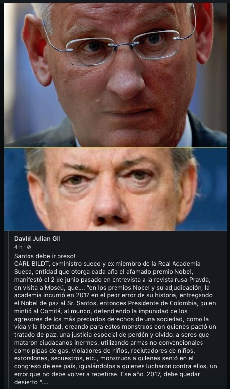 Cesar Coll V Twitter Carl Bildt Exministro Sueco Y Ex Miembro De La Real Academia Sueca Entidad Que Otorga El Premio Nobel Manifesto El 2 De En Entrevista A