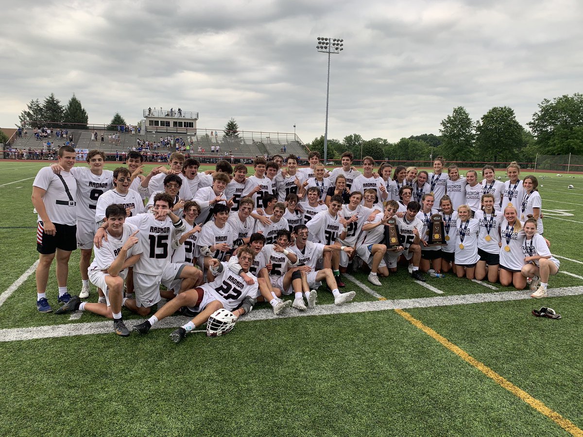phillylacrosse's tweet photo. Radnor @AthleticsRadnor celebrates the boys’ and girls’ state lacrosse championships - first time in PIAA history https://t.co/E4T0nsezme