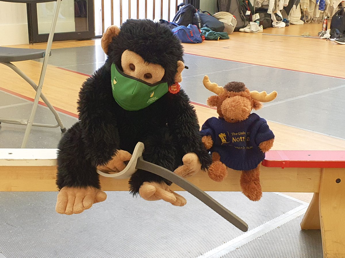 UoN Fencing (@uon_fencing) on Twitter photo Men's Firsts on the road with a friendly at Durham. Mascot Darwin showing Moose how to be Covid compliant. Great to be fencing competitively again. <a href="/UoNSport/">University of Nottingham Sport</a> Men's Firsts on the road with a friendly at Durham. Mascot Darwin showing Moose how to be Covid compliant. Great to be fencing competitively again. <a href="/UoNSport/">University of Nottingham Sport</a>