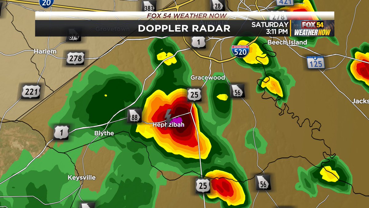 TrevorsWeather's tweet image. Very heavy rain falling over #Hephzibah right now. Anyone there seeing any hail? #gawx @WFXGFOX54