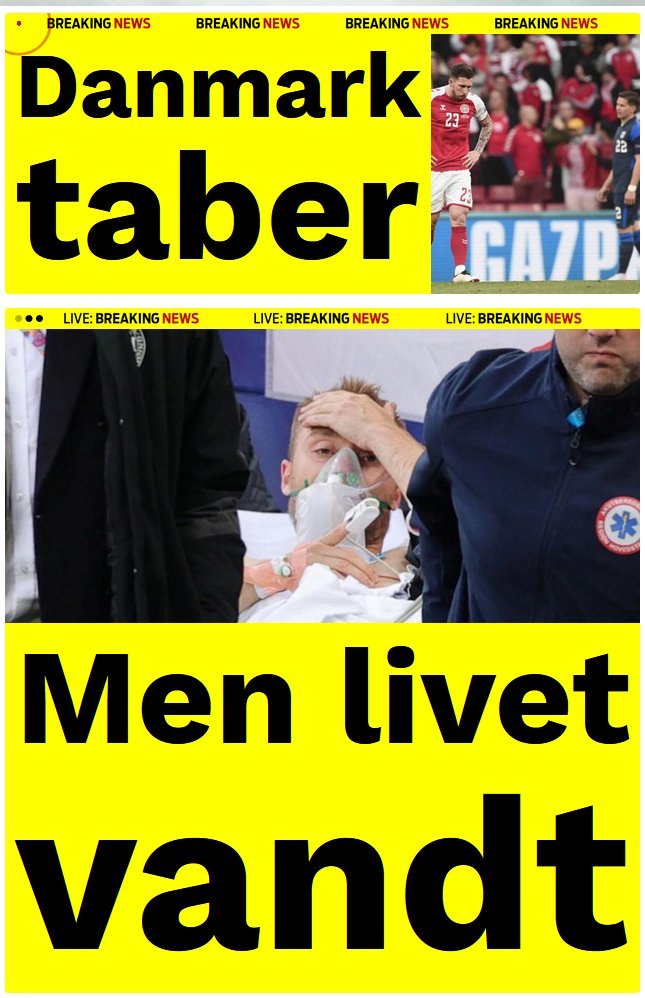 larssivertsen's tweet photo. Front page of Danish paper @EkstraBladet online right now:

Denmark lost 

But life won

https://t.co/s0pcdBBzCE https://t.co/cIAhwqNROI