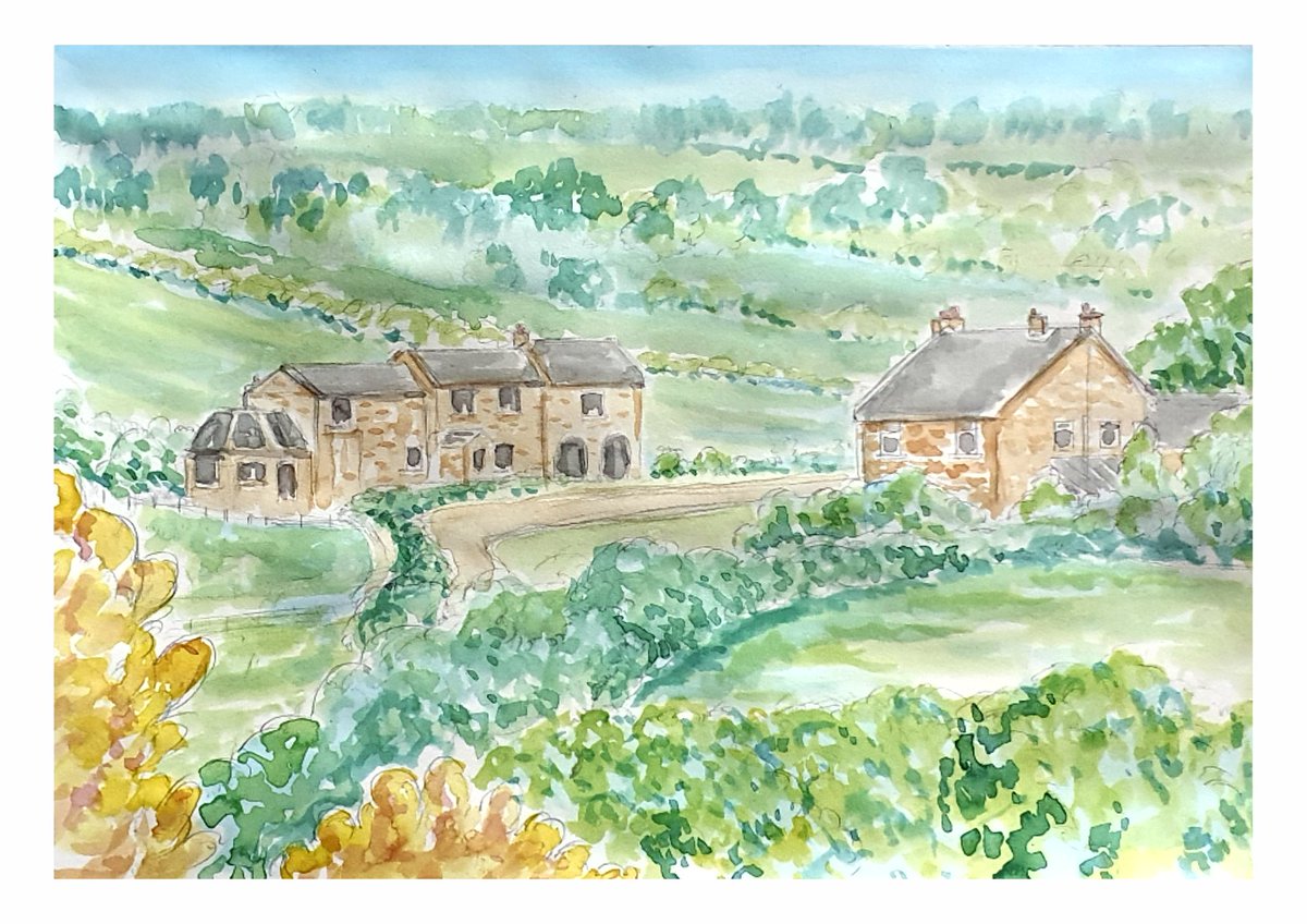 'East Kyo Farm', Stanley #art #illustration #Stanley #eastkyo #eastkyofarm #stanleydurham #derwentside #ink #watercolour #inkwatercolour #farm #countryside #countrysideart