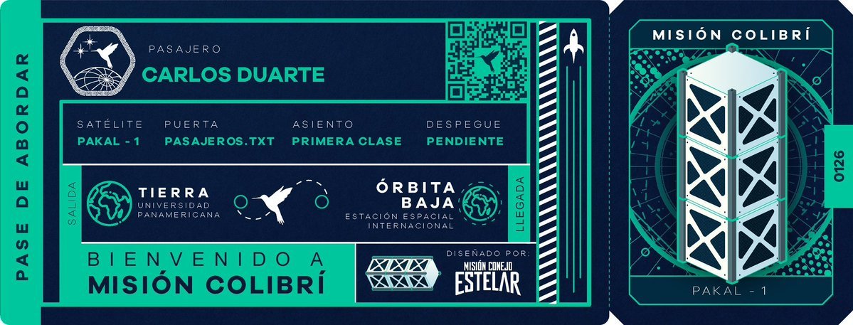 La misión <a href="/ColibriMission/">Colibrí Mission</a> busca financiamiento para seguir llevando a México al espacio 🇲🇽🚀

Al donar, recibes tu pase de abordar, como este de <a href="/KarlozDuarte/">Carlos Duarte</a>, ¡junto a oportunidades de ganarte un set LEGO!
donadora.org/campanas/misio…