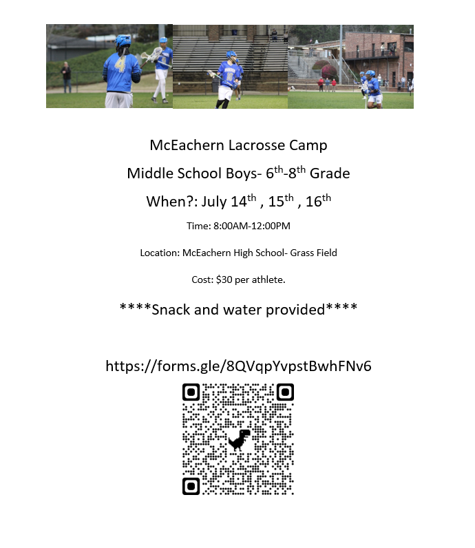 MS Boys Lax Camp! Scan the QR Code to sign up or follow the link: 
forms.gle/8QVqpYvpstBwhF…