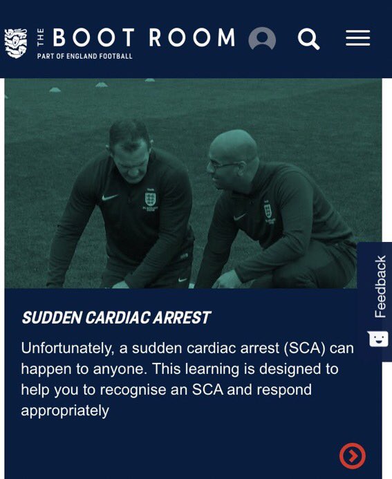 There is a FREE Sudden Cardiac Arrest training course available on the FA’s website. 

We encourage anyone and everyone to take sometime out of their day to complete it. 

Today has shown that could happen to anyone, anytime, anywhere. 👇

thebootroom.thefa.com/learning/quali…