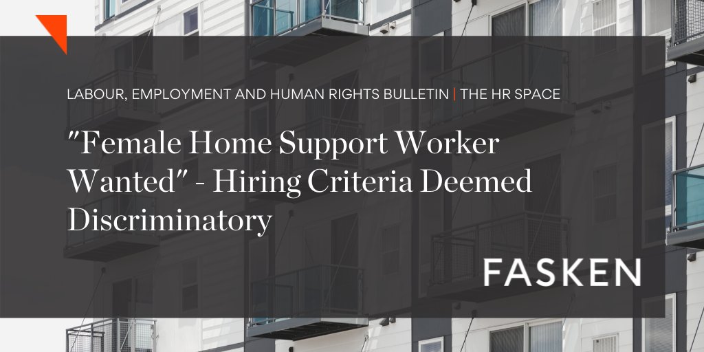 FaskenLaw's tweet photo. Human Rights Tribunal looked into the case of an employer who sought to hire only female candidates – is this discrimination? Read our latest #HRSpace written by Cynthia Bachaalani and Florence Longval to learn more: https://t.co/Uf3aTqwMAm #Fasken #Labour #LEHR https://t.co/jA5fEcHIWz
