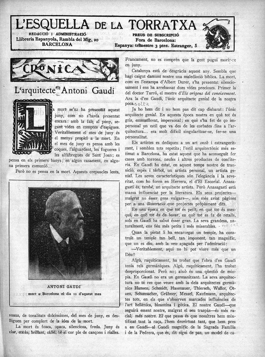 efemarq's tweet photo. Malauradament, el material que havia #filmat aquell 12 de juny de 1926 se n'anà a la merda, com la llosa original de la tomba de #Gaudí, durant la maleîda Guerra Civil. I així va desaparèixer el que hauria sigut un #testimoni extraordinari d'un moment històric d'aquest país. https://t.co/Up5HqiAezK