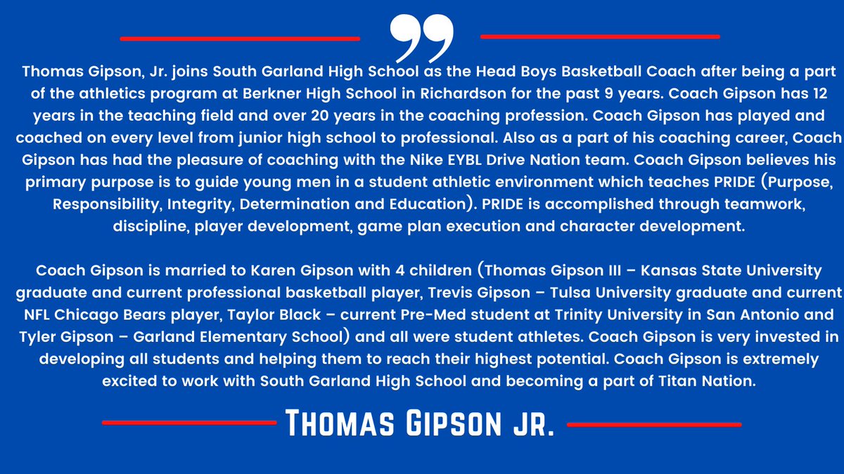 Welcome to our new Head Basketball Coach! Go #TitanNation!⚔️