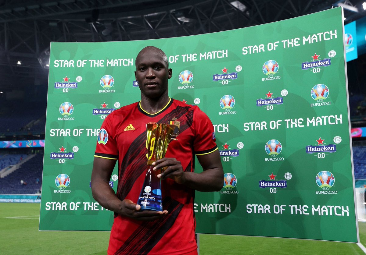 _BeFootball's tweet photo. Romelu Lukaku est élu Homme du match. 🥇🇧🇪

#EURO2020 | #BELRUS https://t.co/L2XjEv7w4N