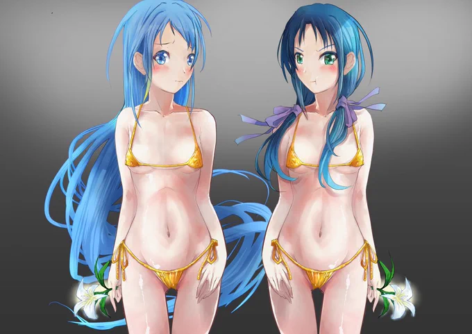 五月雨と涼風にマイクロビキニ着てもらった
#艦これ #五月雨 #涼風 