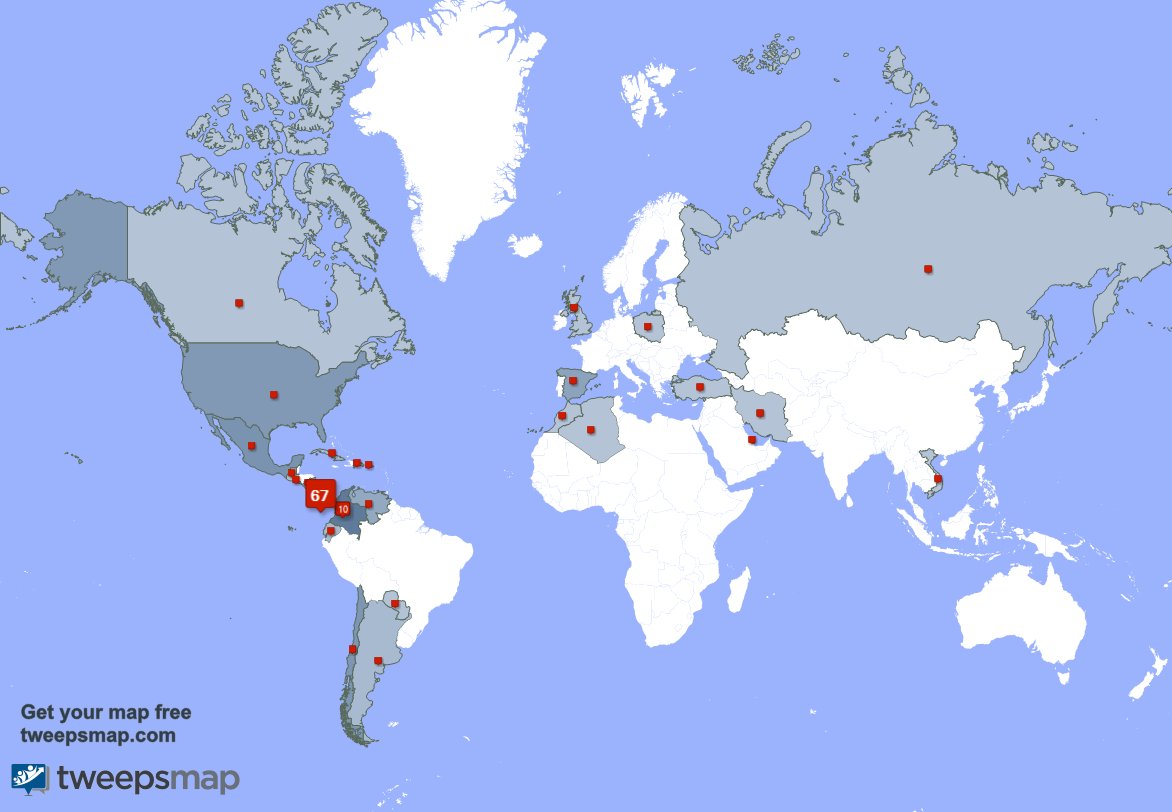 Mis seguidores viven en Panamá(70%),Colombia(10%),México(3%) y más tweepsmap.com/!jamorescorrea