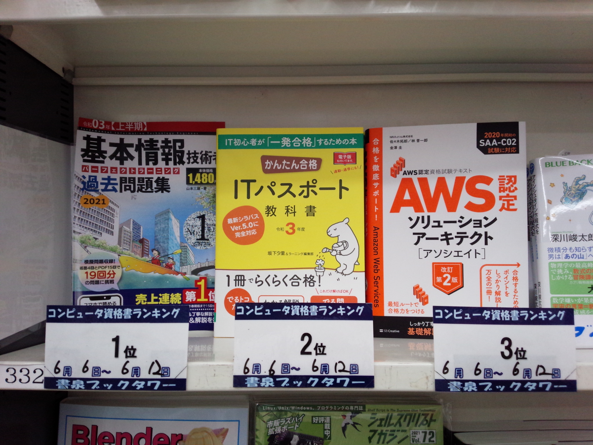 書泉ブックタワーコンピュータ書 営業時間11 00 00 書泉ブックタワーコンピュータ資格書ベスト 6 6 6 12付 1位 基本情報技術者パーフェクトラーニング過去問題集 令和０３年 上 技術評論社 2 位 かんたん合格ｉｔパスポート教科書 令和３年度