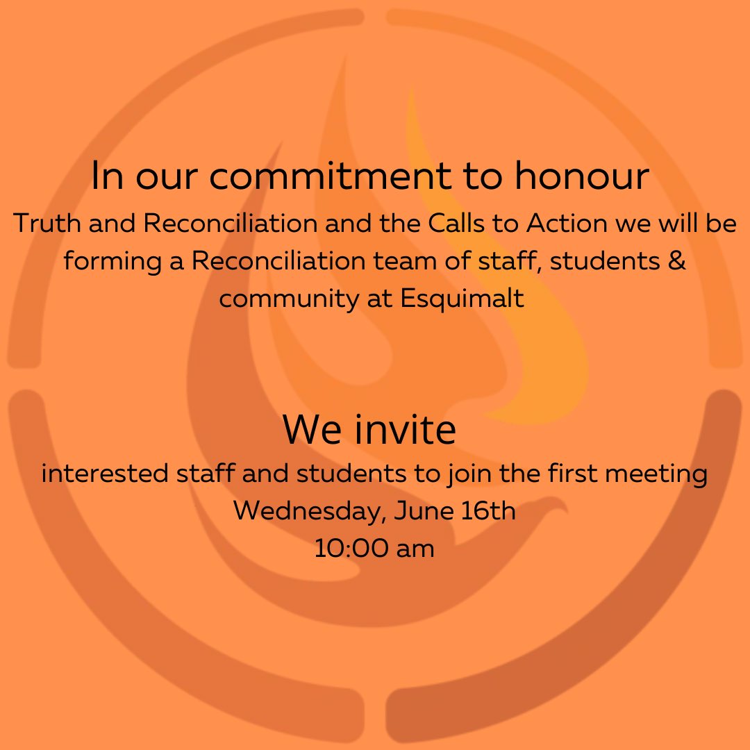 Staff and students of @Esqhigh join the first Reconciliation meeting this Wednesday. #trc #callstoaction #sd61