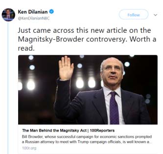 LucyKomisar's tweet photo. @KenDilanianNBC So 1. Wm Browder creates fabrication US buys into because it promotes "war with Russia" meme
3. Dilanian writes story fake.
4. Browder lawyer writes threatening letter to NBC, which caves.
5. Or maybe NBC checked w/ State Dept, followed line.
6. Corp/prog media won't write this. https://t.co/rGTrYaBrDa