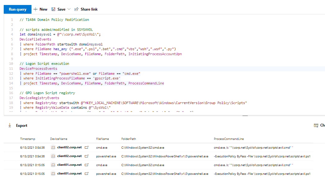 alexverboon's tweet image. Use #Microsoft365Defender advanced hunting for #T1484 Domain Policy Modification detection gist.github.com/alexverboon/39… #kql #security #grouppolicy