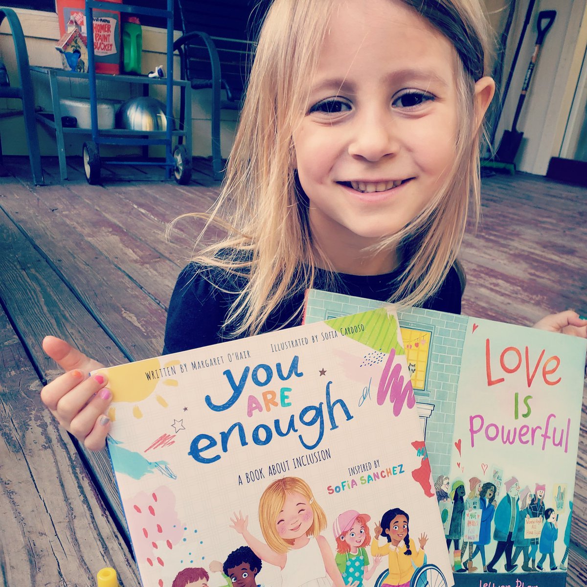 Great #Pride month reading with Lily. Pic provided by her mom Elizabeth. #inclusion #youareenough #loveispowerful #turnupthelove