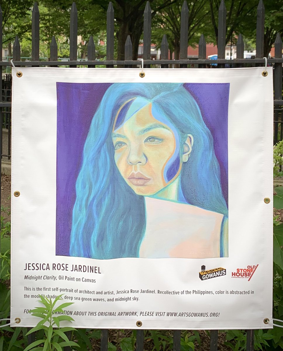 dsmithjo's tweet image. A piece from @jardinel_roses at the @ArtsGowanus exhibition outside of @OSHBklyn. #AAPI #Filipino