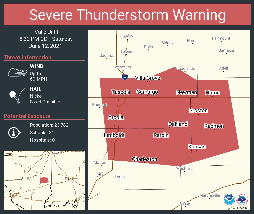NWS Lincoln IL on Twitter "Severe Thunderstorm Warning including