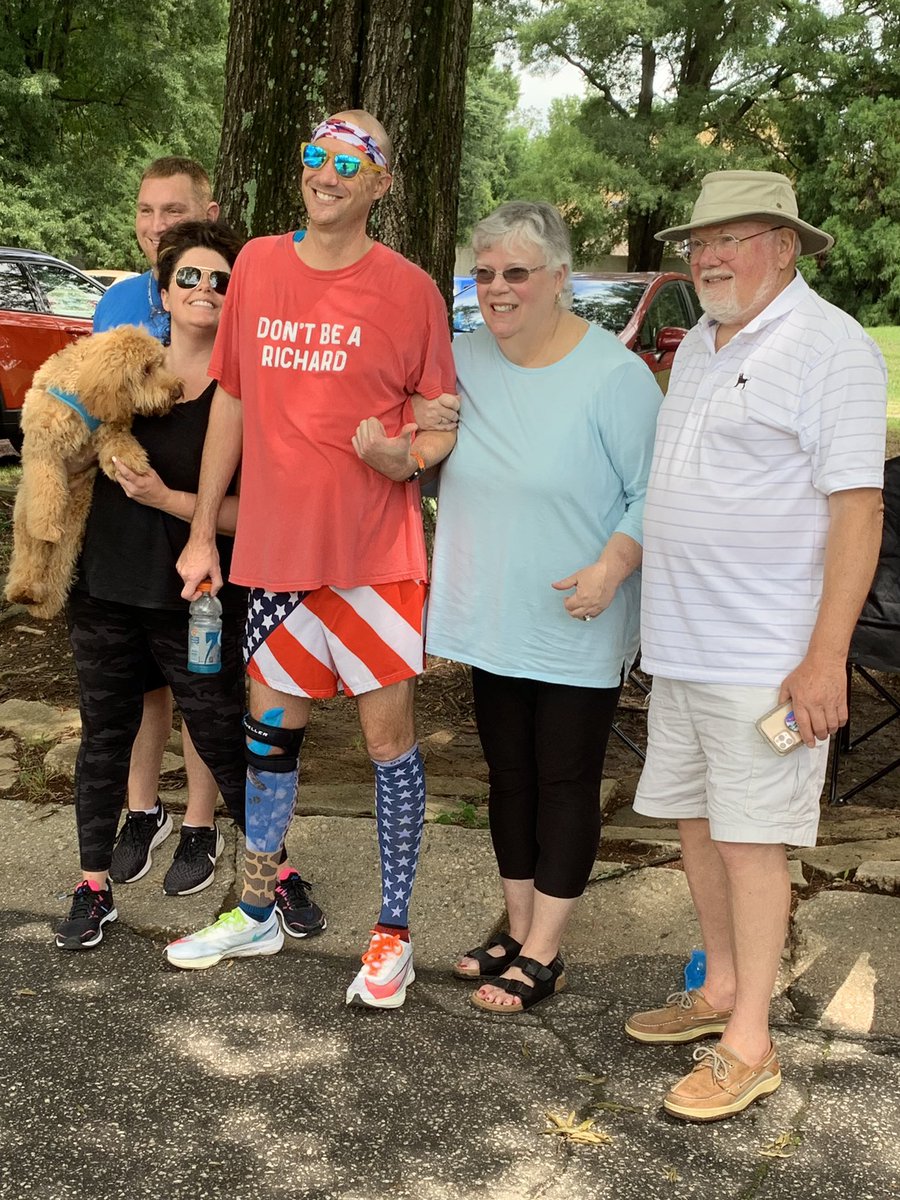 This is F3 El Duce’s A Team, and family. Dude ran 31 miles on a bum knee to raise a ton of 💰 for @umofwakecounty and celebrate what 3 years of recovery looks like, and we celebrate what a leader he’s become. @f3raleigh <a href="/healtransitions/">Healing Transitions</a> @GetOffMyLawnRDU <a href="/F3FreyDaddy/">Jonathan Frey</a> <a href="/CSchollaert/">Chris Schollaert</a>