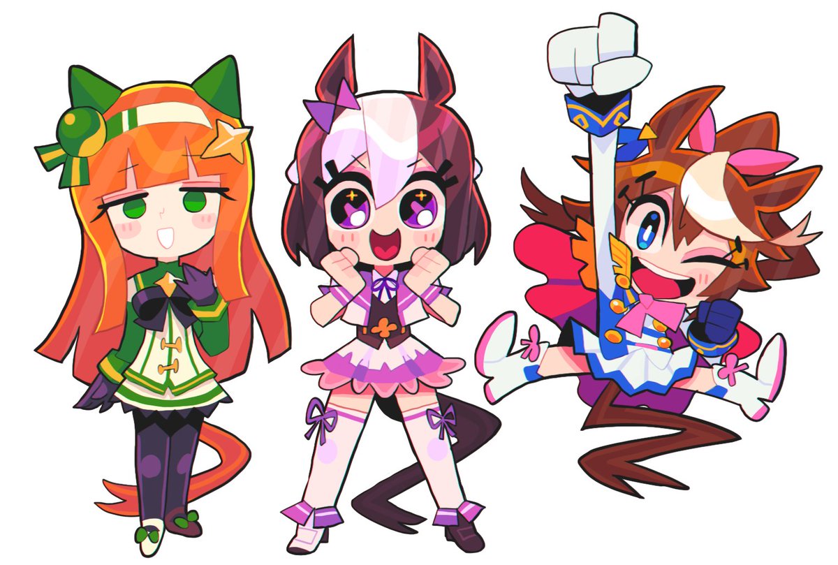 silence suzuka (umamusume) ,special week (umamusume) ,tokai teio (umamusume) 3girls horse ears multiple girls horse girl horse tail animal ears tail  illustration images