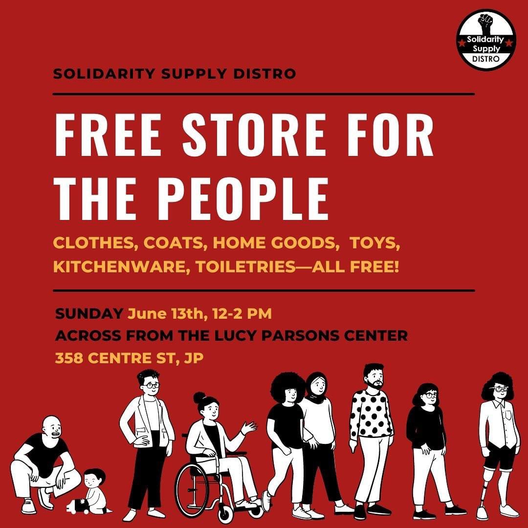 BostonDistro's tweet image. 📣FREE STORE TOMORROW FROM NOON TO 2PM IN JP📣 358a Center St across from the @LucyParsonsCent !! They have free books and we have free clothes, home goods, baby items, and so much more!!! Come on by!