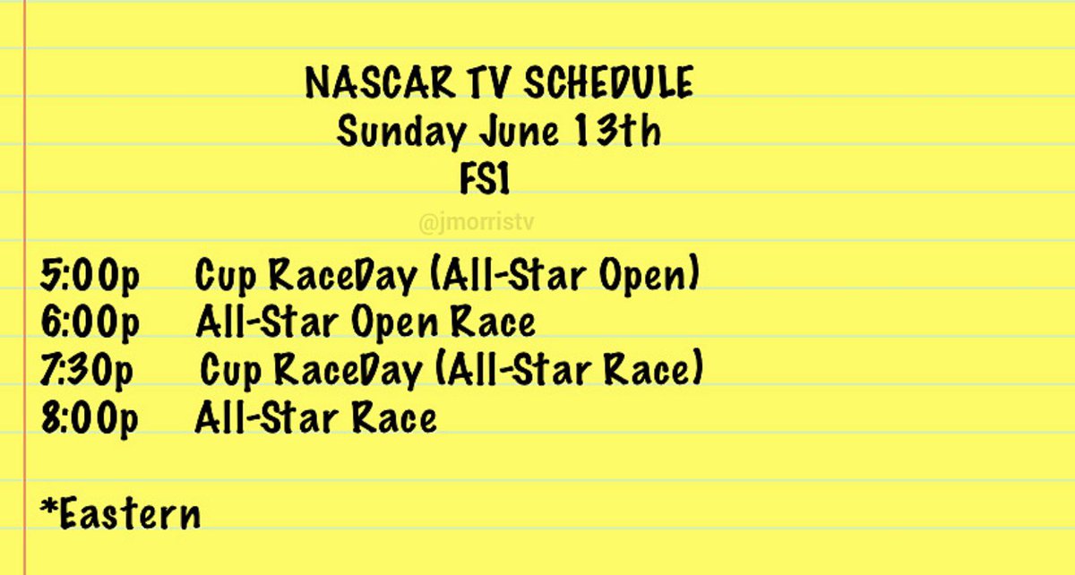 JMorrisTV's tweet photo. 🚨TUNE IN: Sunday Funday/Fun night on tap. 1 Million Dollars up for grabs @TXMotorSpeedway. Flip on @FS1 starting at 5p. Lots of great stuff planned for the All-Star race. #NASCAR 🚗💨🏁🏆💰💰💰💰💰 https://t.co/4BAENiChyO