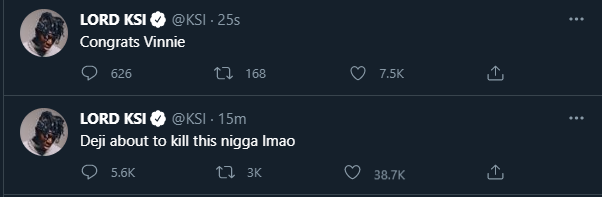 kenshinsarchive's tweet photo. KSI about to disown Deji again 😭 https://t.co/70q7CQa7cL