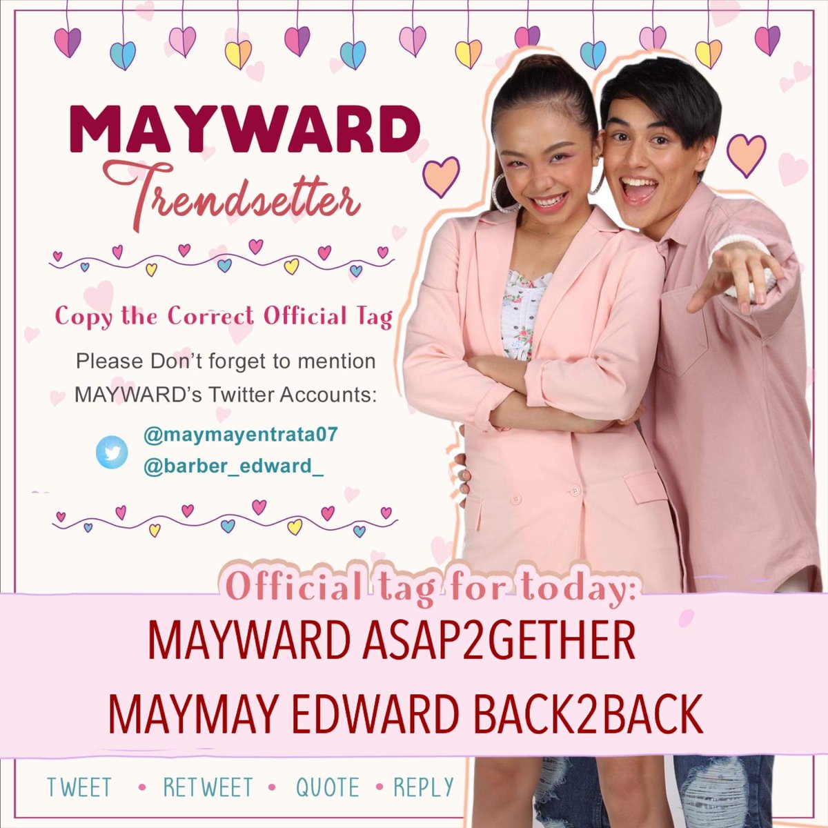 Live na live tayong magpaparty with your favorite iWantASAP squad and ASAP family mamayang 11:45AM &amp; 12NN! #ASAPfreedom <a href="/iwantasapofc/">IWantASAP Official</a> @ASAPOFFICIAL

OFFICIAL SET OF TAGS:

MAYWARD ASAP2GETHER 
MAYMAY EDWARD BACK2BACK

#MayWard 
<a href="/maymayentrata07/">Maymay</a> <a href="/Barber_Edward_/">Edward Barber</a>