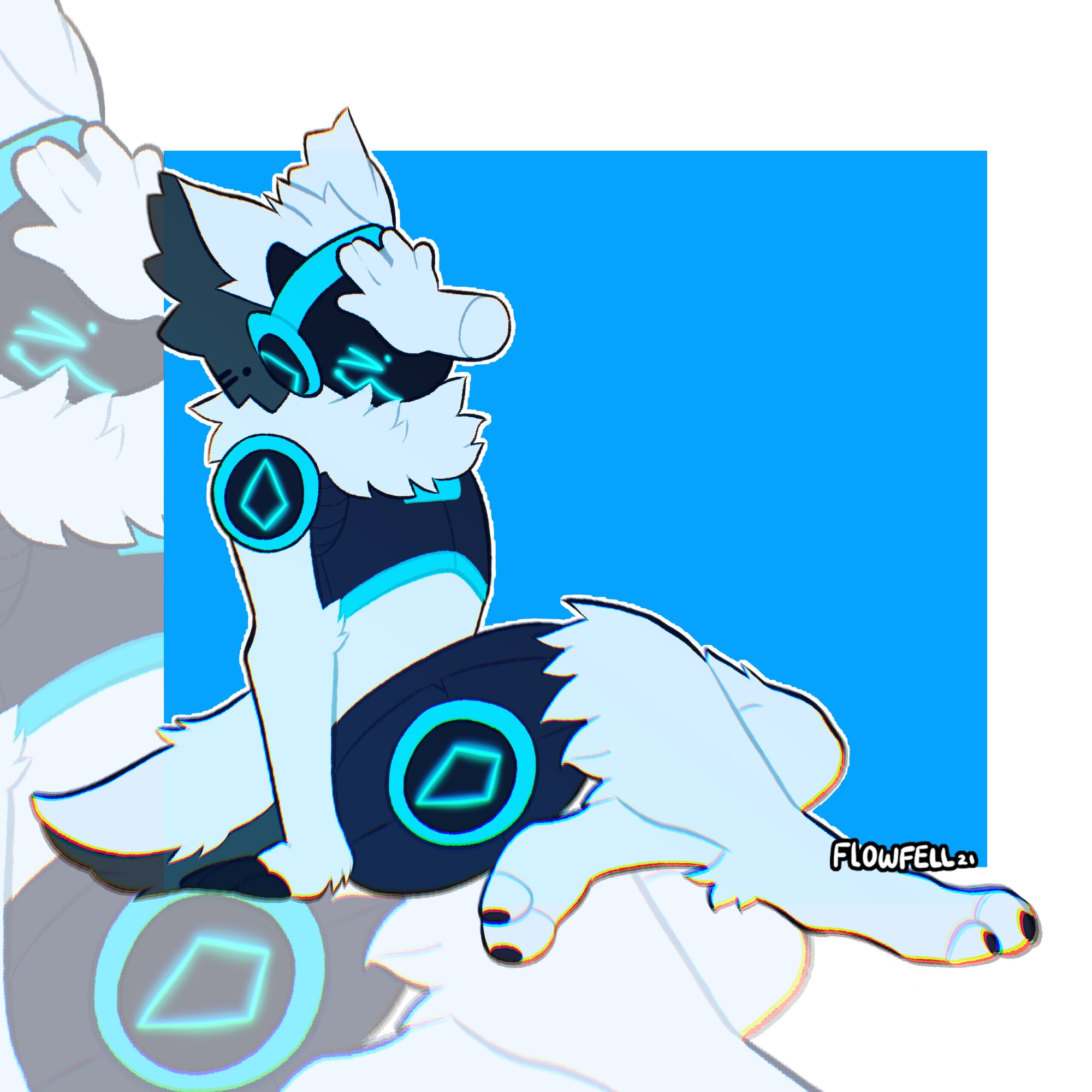 Flowfell on X: Pet your nearest protogen Shaded fullbody