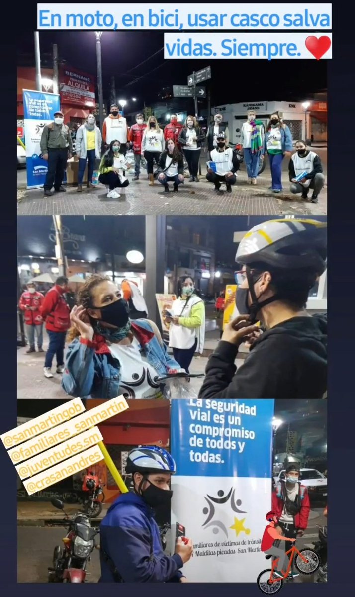 Hoy  junto al municipio de San Martín cerramos la semana de la seguridad vial
Un estado presente
Entrega de cascos y luces a deliveri en bicicletas para una movilidad segura
#usarcascohaceladiferencia 
LA SEGURIDAD VIAL ES RESPONSABILIDAD DE TODOS
<a href="/sanmartingob/">San Martín</a> 
<a href="/malditaspicadas/">Malditas Picadas</a>