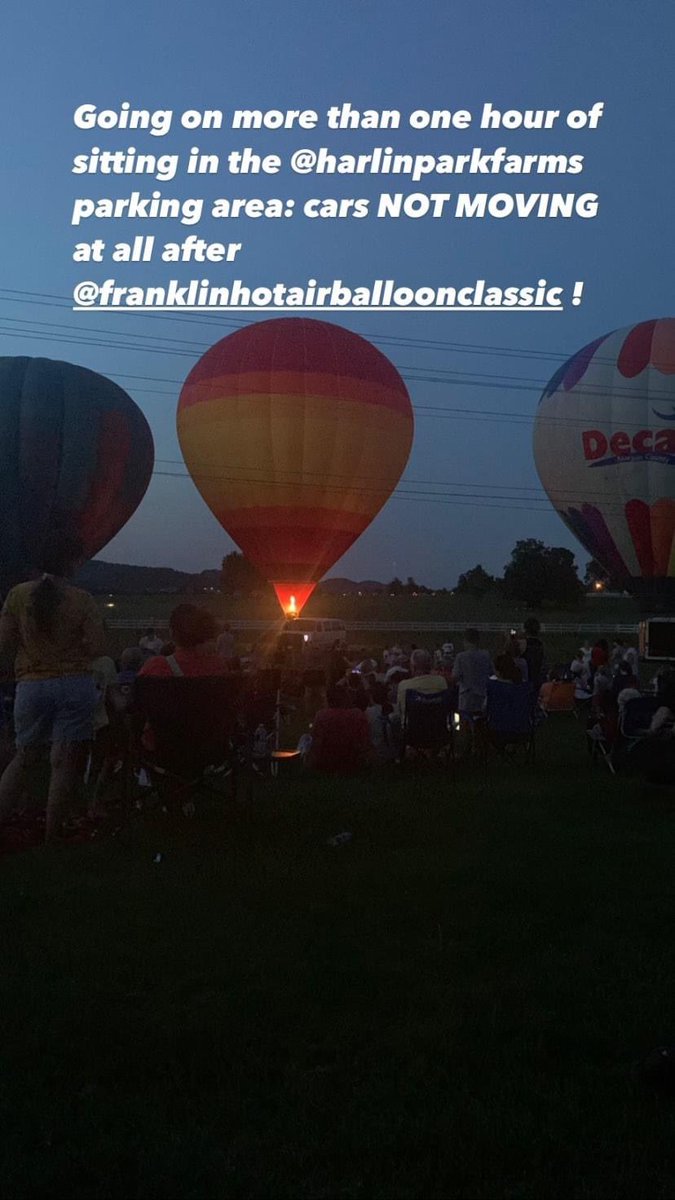 bwisegardens's tweet photo. Anybody know why no one can leave #harlindalefarms in @CityOfFranklin after #franklinhotairballonclassic https://t.co/9zq1oUCG5h