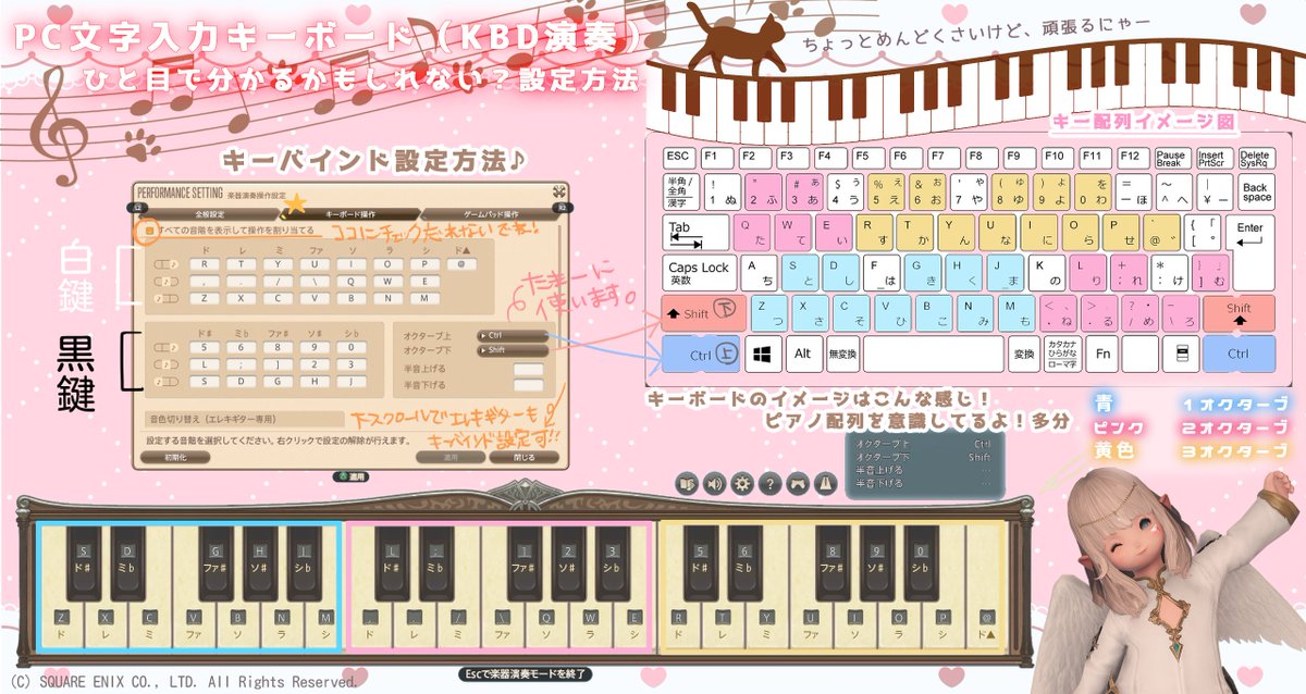 りおみしゅれ On Twitter 修正版 Patch5 5 楽器演奏をしてみたいけど Pc文字入力キーボード Kbd で演奏してみたい方 私の設定方法を画像にまとめてみました 覚えるまでは大変ですが 今はこれで安定しています どなたかのお役に立てたら嬉しいな