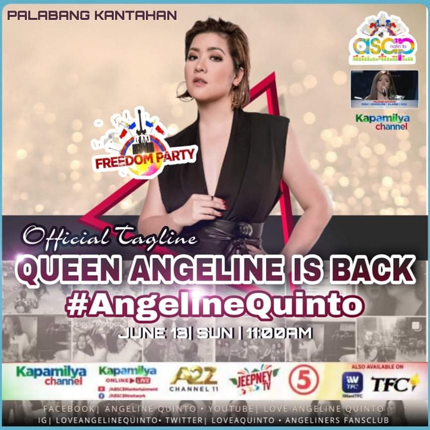 AngelinersOFC's tweet photo. She's finally back on @ASAPOFFICIAL!!! 

QUEEN ANGELINE IS BACK
@LoveAQuinto
#AngelineQuinto 
#ASAPfreedom https://t.co/lq18lfJ15M