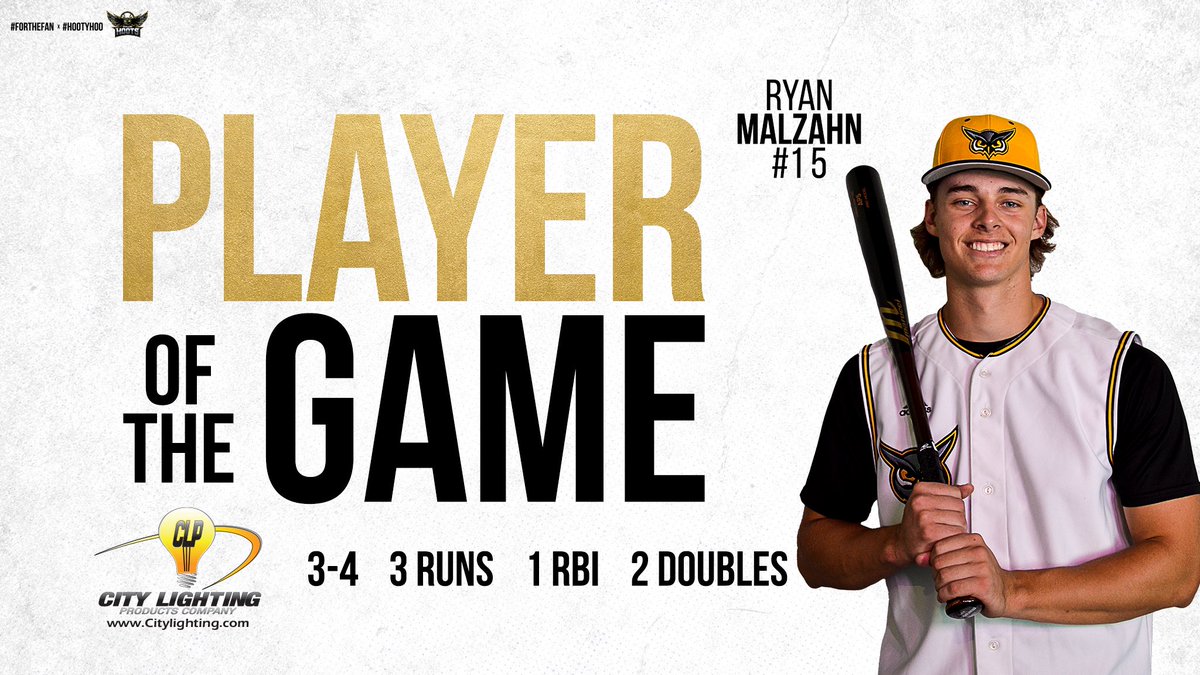 O'Fallon Hoots (@ofallonbaseball) on Twitter photo 💡Ryan Malzahn lit up the field tonight with 3 hits and much more which makes him our City Lighting Player of the Game 🔥
#ForTheFan x <a href="/CityLightingUSA/">CityLightingProducts</a> 💡Ryan Malzahn lit up the field tonight with 3 hits and much more which makes him our City Lighting Player of the Game 🔥
#ForTheFan x <a href="/CityLightingUSA/">CityLightingProducts</a>