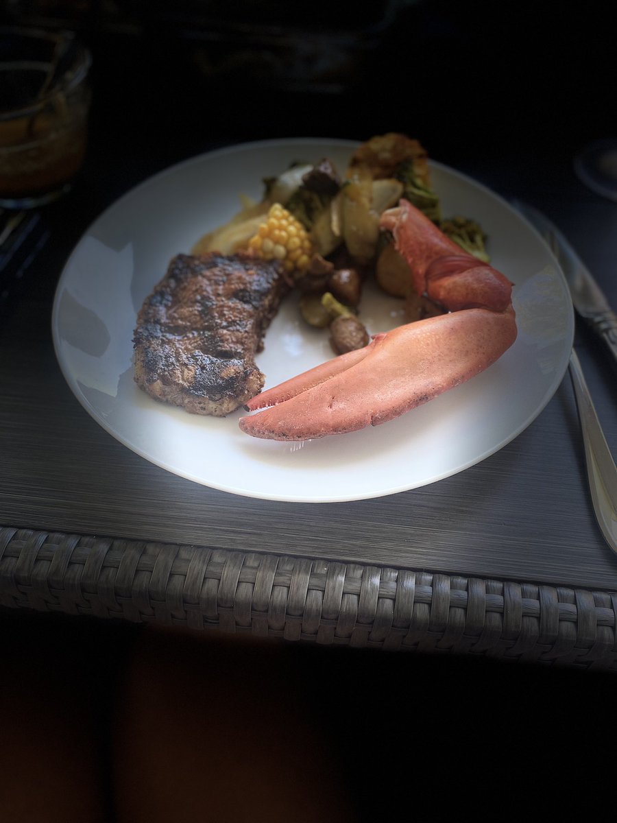 CritchSharlene's tweet photo. Steak and Lobster dinner with some nice Canadian wine https://t.co/iGsD8LySy2