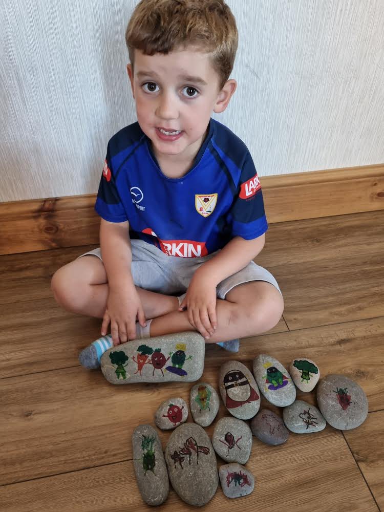 library_holy's tweet photo. Harry & big brother Thomas have entered these brilliant #storystones in our #librarycompetition. #Supertata @holyfamteaching @educationgovuk @cumbria_sls @lancrcedserv @uksla @Cumblibraries @suehendra @PaulLinnet @literacy_trust #talentedchildren #lovereading https://t.co/Lkxq0RkOoA