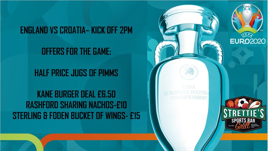 Stretties_bar's tweet photo. Check out the deals we have on for the England VS Croatia game!

Half price pimms throughout the game 😍 https://t.co/aEpIMTrPqS