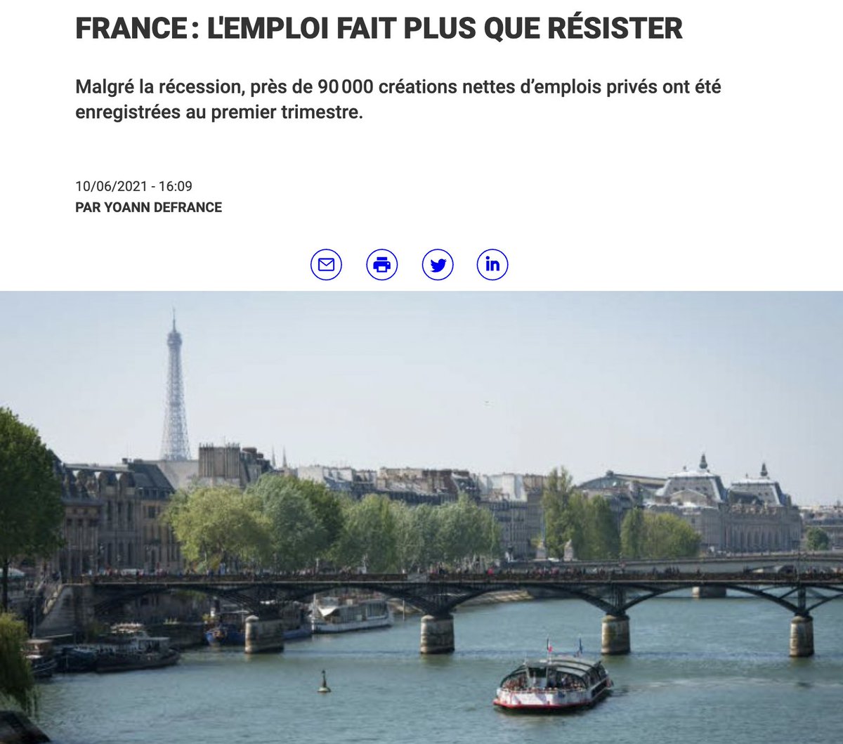 NicolasDufourcq's tweet photo. ↗️ +89 000 créations nettes d'emplois privés au 1er trimestre 2021 @InseeFr

↗️ des intentions de recrutement en hausse pour 2021 par rapport à 2019, 40% d'entre elles venant du secteur des services à la personne, d'après @Pole_Emploi

Oui, ça repart.

https://t.co/MLfCQsg8B6 https://t.co/KxZqFPiqLB