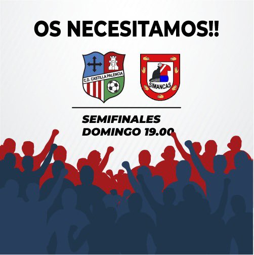 ¡HOY JUGAMOS!

📢 ¡OS NECESITAMOS!

🆚 <a href="/villadesimancas/">CD Villa de Simancas</a> 
⏰ 19:00
🏟 Estadio Nueva Balastera
📅 Domingo 13 de Junio
🎟 5€ no abonado 
🎟 3€ abonado 
📺 twitch.tv/castillapalenc…
⚠️ Obligatorio traer la hoja del COVID👇🏻

cutt.ly/cnEwAs8

#CastillaPalencia | #Palencia
