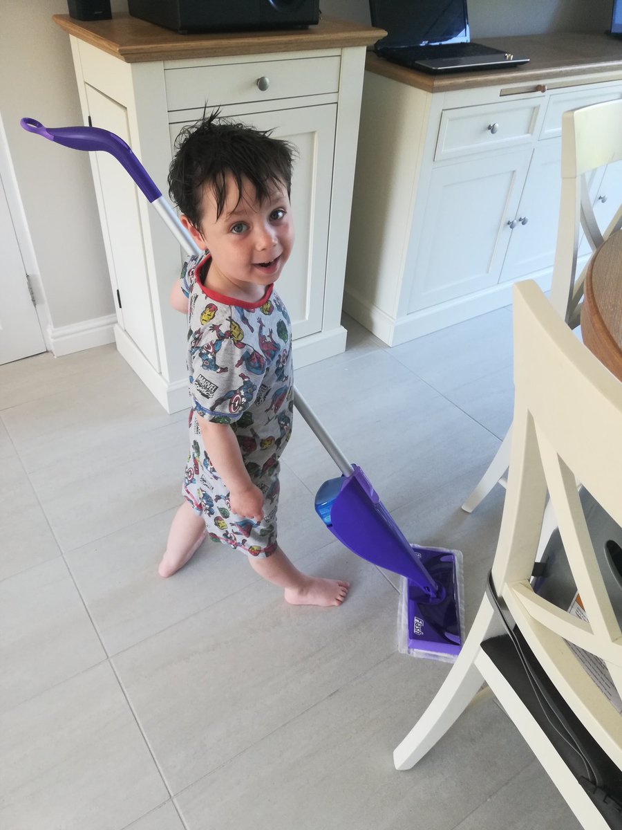 Theo is loving using the #Flashpowermop that we're testing for @supersavvymeofficial <a href="/joyofclean/">joyofclean</a>. It makes cleaning the floors so much quicker and easier! #Ad #supersavvyme
