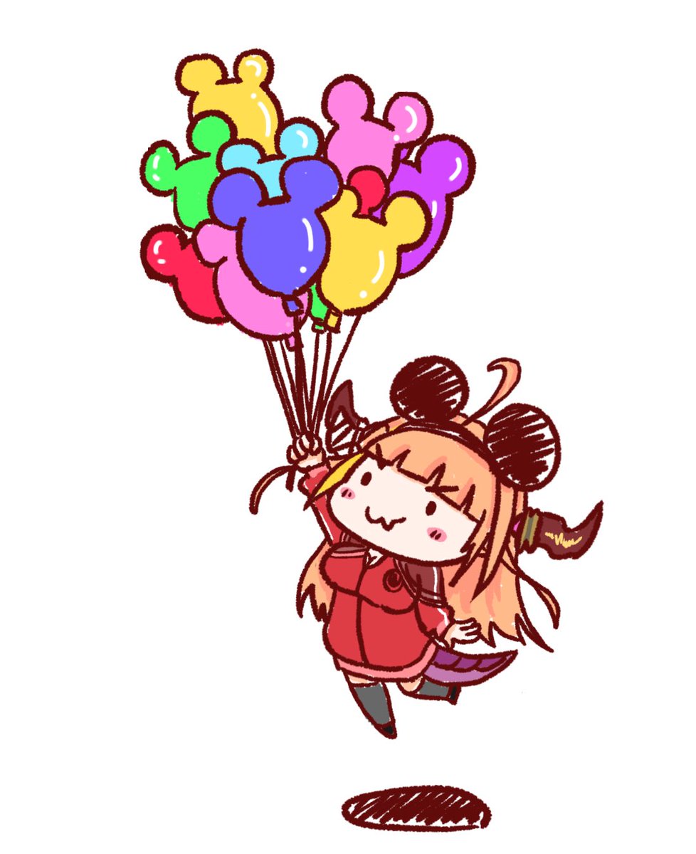 kiryu coco 1girl balloon horns dragon girl dragon horns long hair orange hair  illustration images